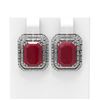 Image 1 : 13.25 ctw Ruby & Diamond Earrings 18K White Gold - REF-418K2Y
