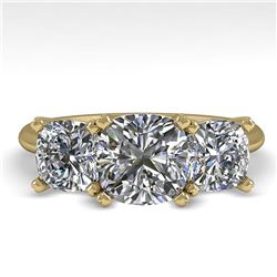 2.0 ctw Cushion VS/SI Diamond 3 Stone Designer Ring 18k Yellow Gold - REF-447X2A