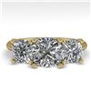 Image 1 : 2.0 ctw Cushion VS/SI Diamond 3 Stone Designer Ring 18k Yellow Gold - REF-447X2A