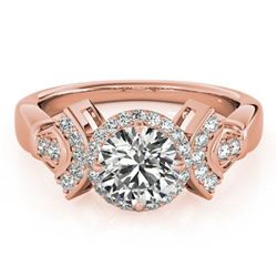 1.56 ctw Certified VS/SI Diamond Halo Ring 18k Rose Gold - REF-380H2R
