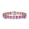 Image 1 : 14.81 ctw Amethyst & Diamond Bracelet 14K Rose Gold - REF-232K2Y