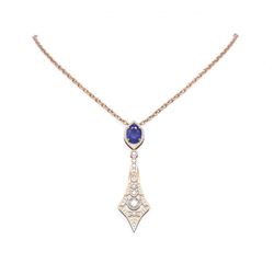 5.1 ctw Sapphire & Diamond Necklace 18K Rose Gold - REF-340Y2X