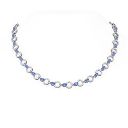 22.5 ctw Tanzanite & Diamond Necklace 18K White Gold - REF-750G8W