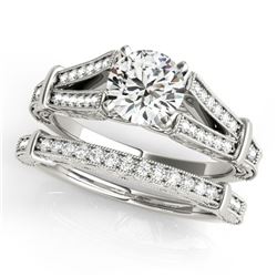 1.41 ctw Certified VS/SI Diamond 2pc Wedding Set Antique 14k White Gold - REF-297H5R