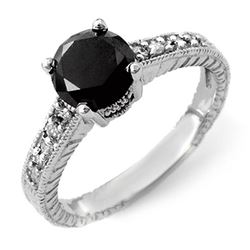 2.05 ctw VS Certified Black & White Diamond Solitaire Ring 14k White Gold - REF-74N9F