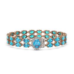 29.22 ctw Swiss Topaz & Diamond Bracelet 14K Rose Gold - REF-218X2A