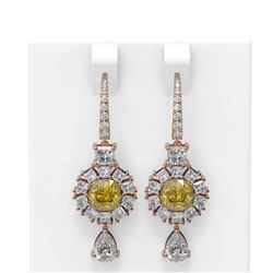 8.11 ctw Canary Citrine & Diamond Earrings 18K Rose Gold - REF-715K5Y