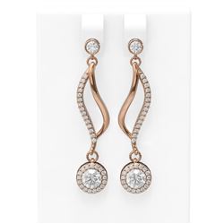 1.86 ctw Diamond Earrings 18K Rose Gold - REF-240F2M