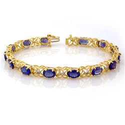 12.05 ctw Tanzanite & Diamond Bracelet 10k Yellow Gold - REF-138A2N