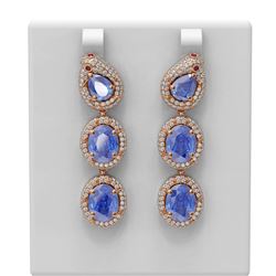 20.5 ctw Tanzanite & Diamond Earrings 18K Rose Gold - REF-709G3W