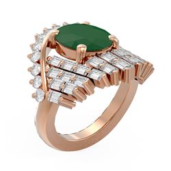 10.48 ctw Emerald & Diamond Ring 18K Rose Gold - REF-525M5G