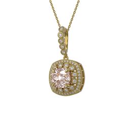 5.83 ctw Morganite & Diamond Victorian Necklace 14K Yellow Gold - REF-209K3Y