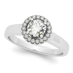 0.90 ctw Certified VS/SI Diamond Halo Ring 18k White Gold - REF-141G4W