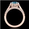 Image 3 : 2.2 ctw Intense Blue Diamond Engagment Art Deco Ring 18k Rose Gold - REF-314R5K
