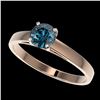 Image 1 : 0.76 ctw Certified Intense Blue Diamond Engagment Ring 10k Rose Gold - REF-57R8K