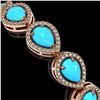 Image 3 : 13.19 ctw Turquoise & Diamond Micro Pave Halo Bracelet 10k Rose Gold - REF-305H8R