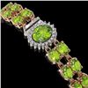 Image 2 : 17.26 ctw Peridot & Diamond Bracelet 14K Rose Gold - REF-263K6Y