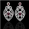 Image 1 : 7 ctw Ruby & Micro VS/SI Diamond Heart Earrings Designer 14k White Gold - REF-381H8R