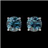 Image 1 : 1 ctw Certified Intense Blue Diamond Stud Earrings 10k White Gold - REF-71N2F