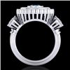 Image 3 : 2.62 ctw Intense Blue Diamond Art Deco 3 Stone Ring 18k White Gold - REF-290N9F