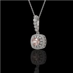 2.15 ctw Morganite & Diamond Victorian Necklace 14K White Gold - REF-86N8F