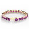Image 3 : 46 ctw Amethyst & Micro Pave Diamond Bracelet 14k Yellow Gold - REF-157Y3X