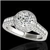 Image 1 : 1.8 ctw Certified Diamond Solitaire Halo Ring 10k White Gold - REF-218H2R