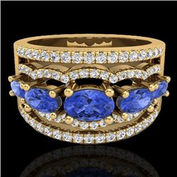 2.25 ctw Tanzanite & Micro Pave VS/SI Diamond Designer Ring 10k Yellow Gold - REF-81H8R