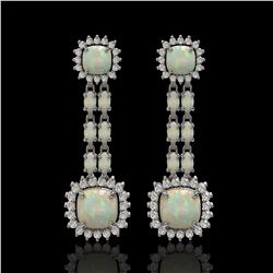 18.06 ctw Opal & Diamond Earrings 14K White Gold - REF-394G8W