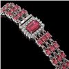 Image 2 : 25.49 ctw Tourmaline & Diamond Bracelet 14K White Gold - REF-354W5H