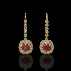 5.1 ctw Certified Ruby & Diamond Victorian Earrings 14K Yellow Gold - REF-172A8N