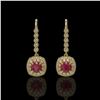 Image 1 : 5.1 ctw Certified Ruby & Diamond Victorian Earrings 14K Yellow Gold - REF-172A8N