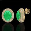 Image 2 : 9.20 ctw Emerald & Micro Pave VS/SI Diamond Earrings 18k Yellow Gold - REF-190H2R