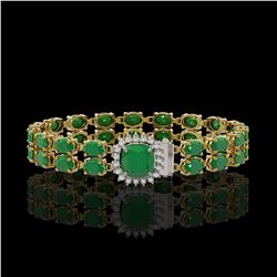 19.85 ctw Emerald & Diamond Bracelet 14K Yellow Gold - REF-245M5G