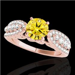 1.7 ctw Certified SI/I Fancy Intense Yellow Diamond Ring 10k Rose Gold - REF-215N5F