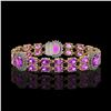 Image 1 : 15.62 ctw Amethyst & Diamond Bracelet 14K Yellow Gold - REF-254H5R