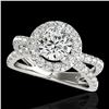 Image 1 : 2.01 ctw Certified Diamond Solitaire Halo Ring 10k White Gold - REF-231N8F
