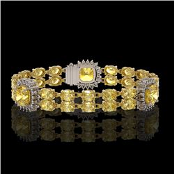 15.95 ctw Citrine & Diamond Bracelet 14K Yellow Gold - REF-263G6W