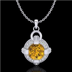 1.57 ctw Intense Fancy Yellow Diamond Micro Pave Necklace 18k White Gold - REF-209F3M