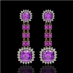 18.96 ctw Amethyst & Diamond Earrings 14K Rose Gold - REF-222R2K