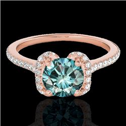 1.33 ctw SI Certified Fancy Blue Diamond Halo Ring 10k Rose Gold - REF-122F6M