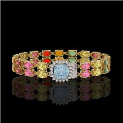 19.77 ctw Sapphire & Diamond Bracelet 14K Yellow Gold - REF-245F5M
