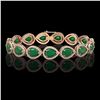Image 1 : 30.06 ctw Emerald & Diamond Micro Pave Halo Bracelet 10k Rose Gold - REF-393R3K