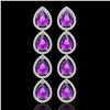 Image 1 : 10.85 ctw Amethyst & Diamond Micro Pave Halo Earrings 10k White Gold - REF-172W8H