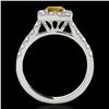 Image 2 : 2 ctw Certified SI/I Fancy Intense Yellow Diamond Halo Ring 10k White Gold - REF-218A2N