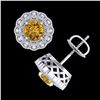 Image 3 : 1.32 ctw Intense Fancy Yellow Diamond Art Deco Earrings 18k White Gold - REF-218K2Y