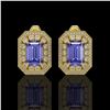 Image 1 : 11.25 ctw Tanzanite & Diamond Victorian Earrings 14K Yellow Gold - REF-672H8R