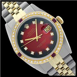 Rolex Ladies Two Tone 14K Gold/SS, Diam Dial & Diam/Ruby Bezel, Sapphire Crystal