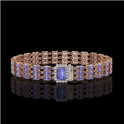 24.18 ctw Tanzanite & Diamond Bracelet 14K Rose Gold - REF-318F2M