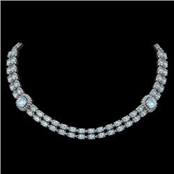 33.39 ctw Aquamarine & Diamond Necklace 14K White Gold - REF-527A3N